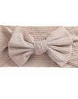Latte - Textured Baby Bow Knot Headband – Soft Stretch Linen Cotton | Baby Stork Storkke Hair Accessories