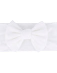 White - Textured Baby Bow Knot Headband – Soft Stretch Linen Cotton | Baby Stork Storkke Hair Accessories