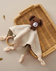 Bear - Crochet Animal Comforter - Cotton Sleep Aid with Wooden Ring Baby Stork Baby Toys & Activity Equipment