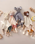 Elephant - Crochet Animal Comforter - Cotton Sleep Aid with Wooden Ring Baby Stork Baby Toys & Activity Equipment
