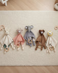 Elephant - Crochet Animal Comforter - Cotton Sleep Aid with Wooden Ring Baby Stork Baby Toys & Activity Equipment