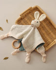 Rabit - Crochet Animal Comforter - Cotton Sleep Aid with Wooden Ring Baby Stork Baby Toys & Activity Equipment
