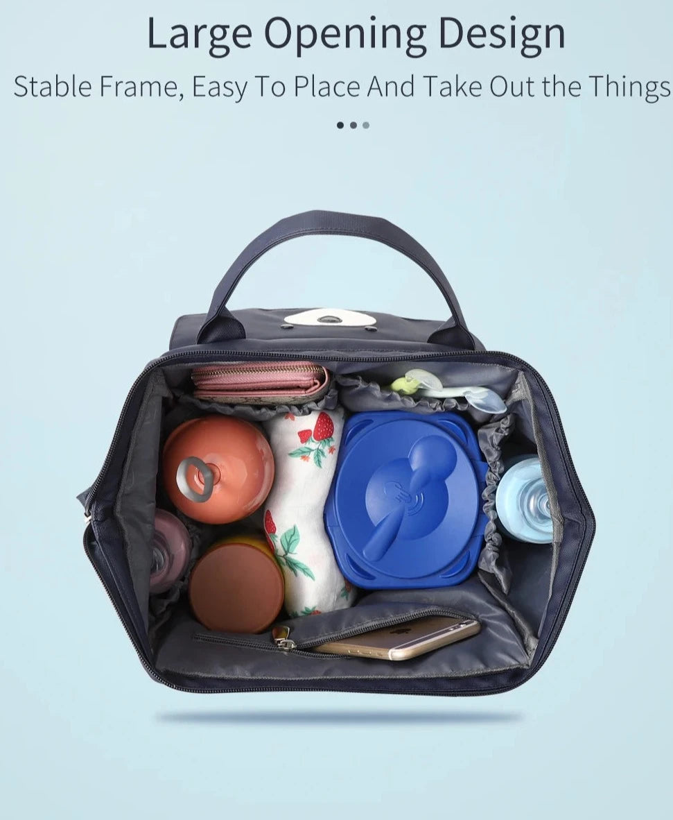 - Fun Cartoon Designed Diaper Backpack - Large Capacity and Waterproof Baby Stork Diaper Wet Bags