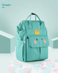 Green - Fun Cartoon Designed Diaper Backpack - Large Capacity and Waterproof Baby Stork Diaper Wet Bags