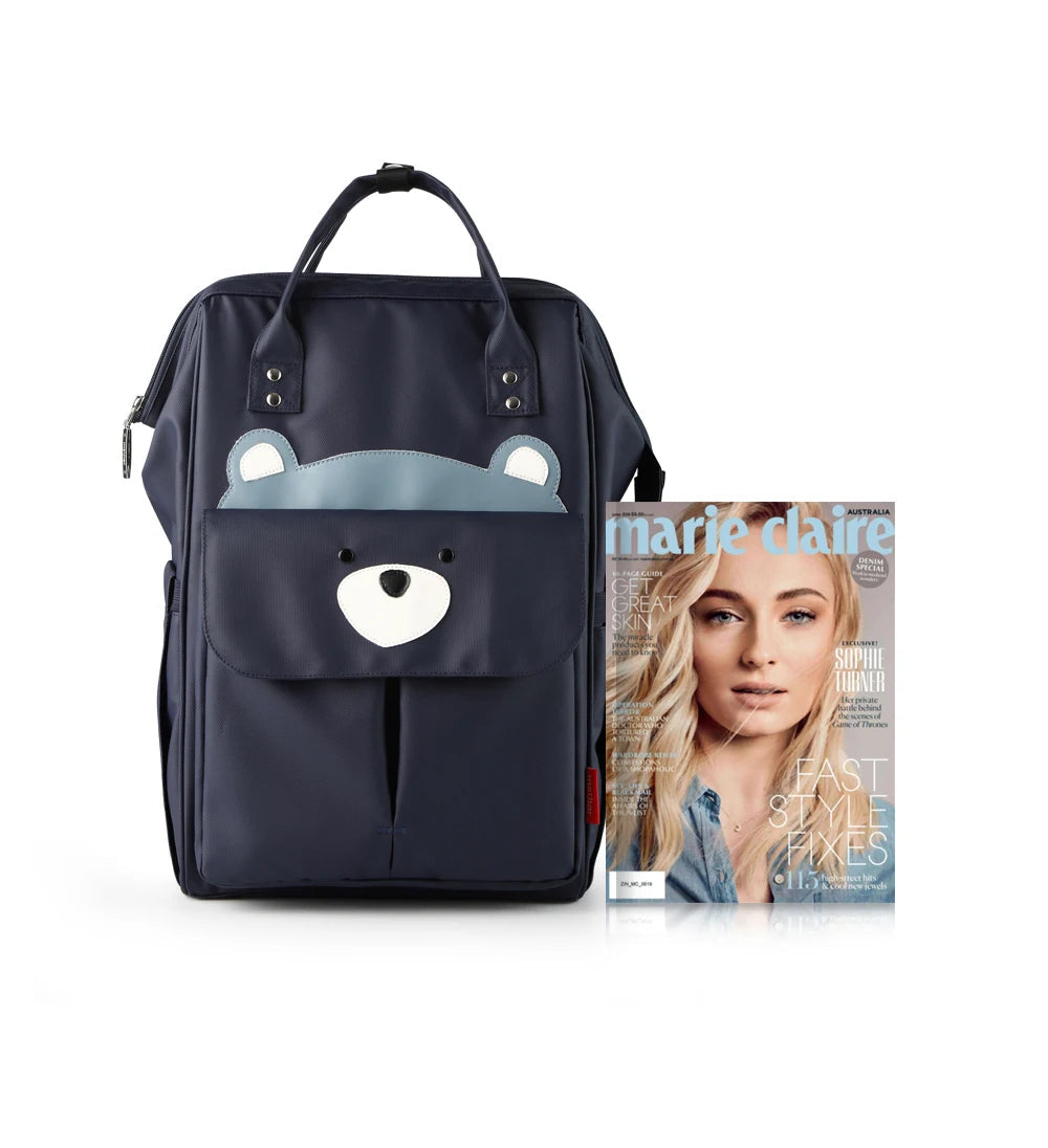 - Fun Cartoon Designed Diaper Backpack - Large Capacity and Waterproof Baby Stork Diaper Wet Bags