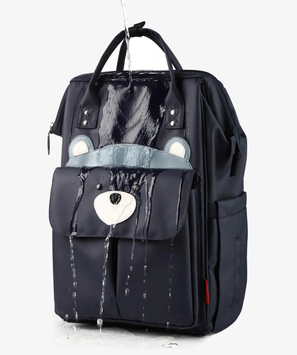 - Fun Cartoon Designed Diaper Backpack - Large Capacity and Waterproof Baby Stork Diaper Wet Bags