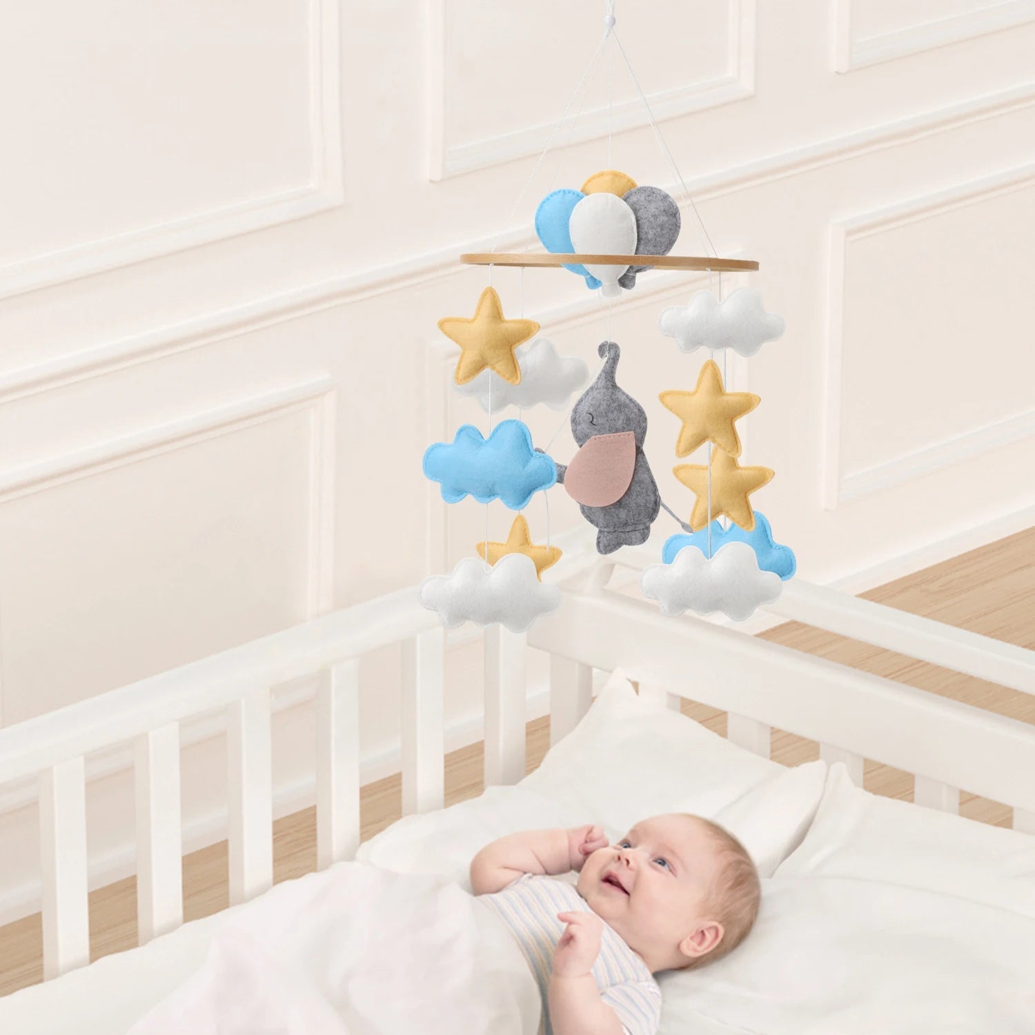 Handmade Baby Elephant Nursery Mobile with Balloons - Luxury Baby Gift Baby & Kids > Toys Storkke