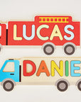 - Personalised Wooden Name Puzzle – Fire Engine Baby Stork Puzzles
