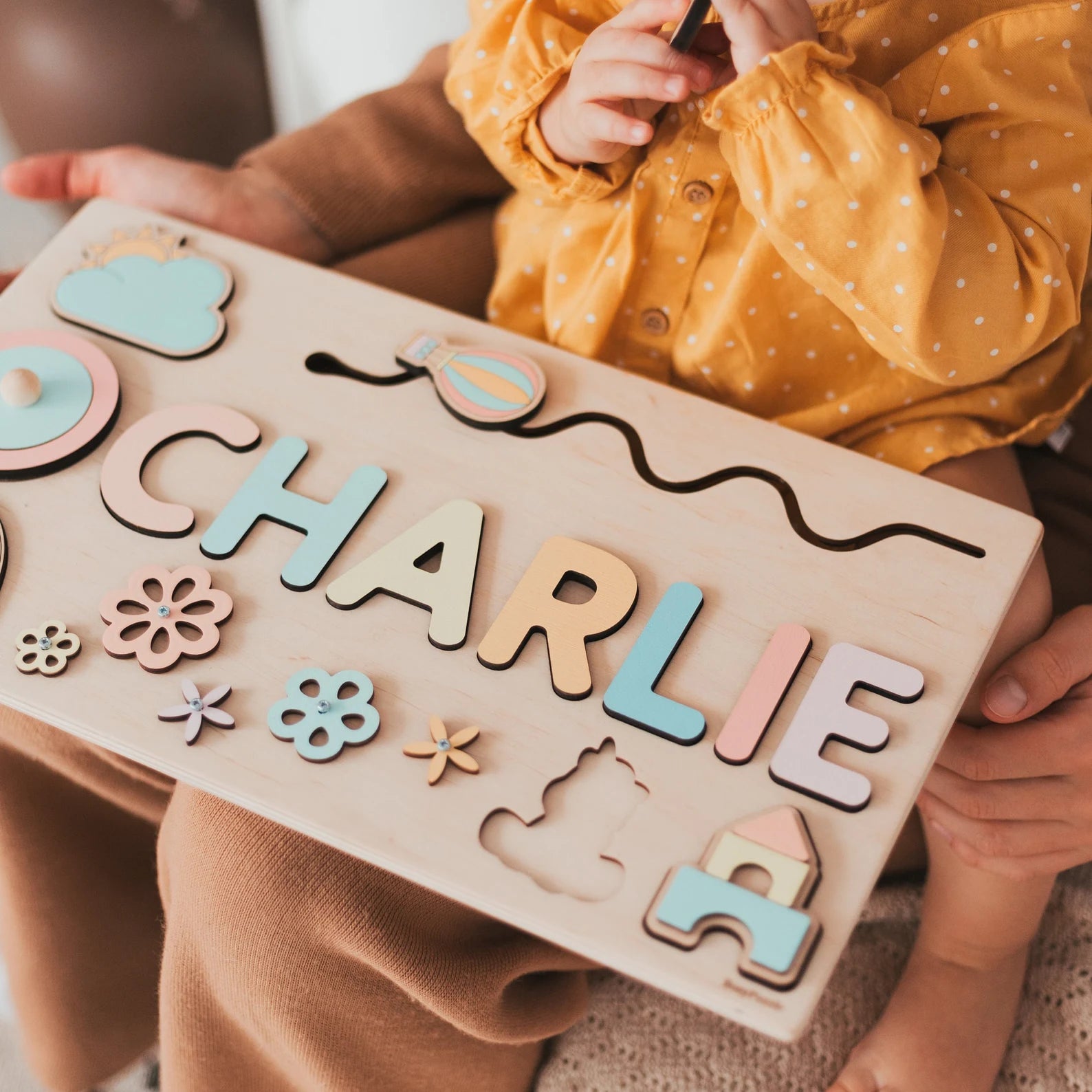 - Custom Personalised Name Puzzle - Educational Wooden Toy Baby Stork Puzzles