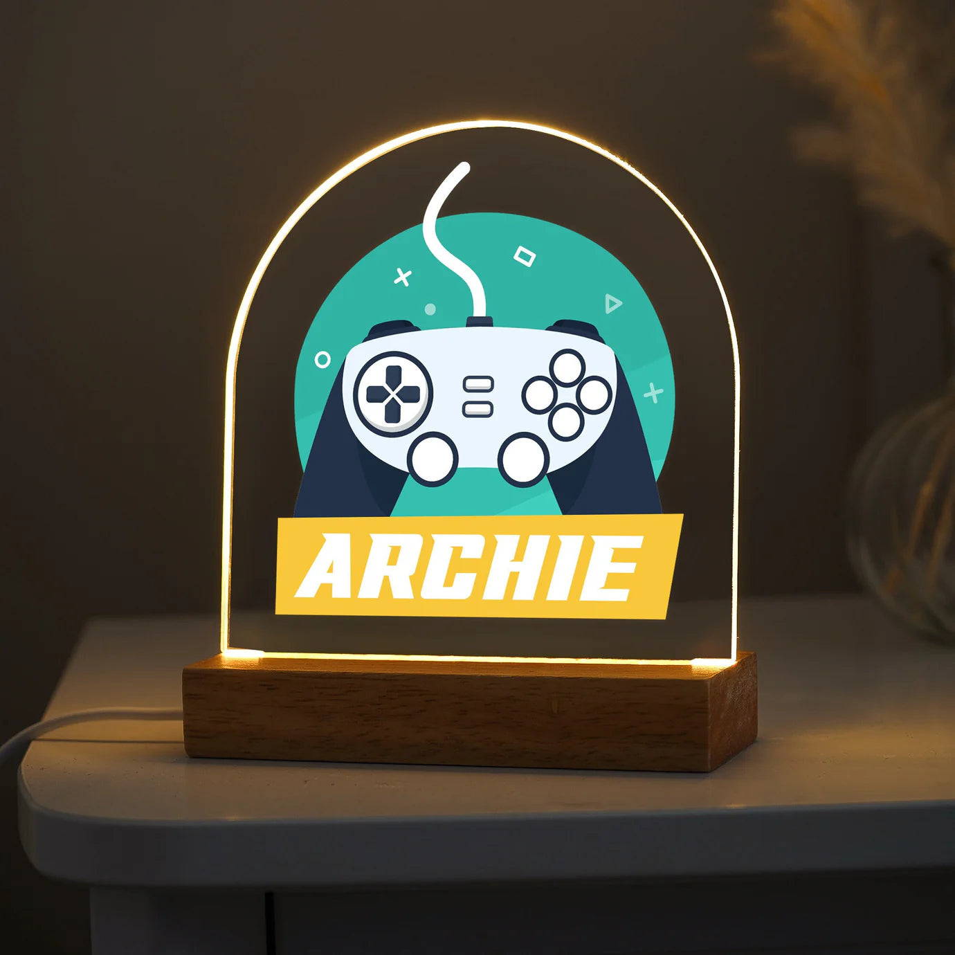 - Personalised Gamer LED Night Light - Custom Kids Gaming Lamp | 2 Designs! Baby Stork Night Light