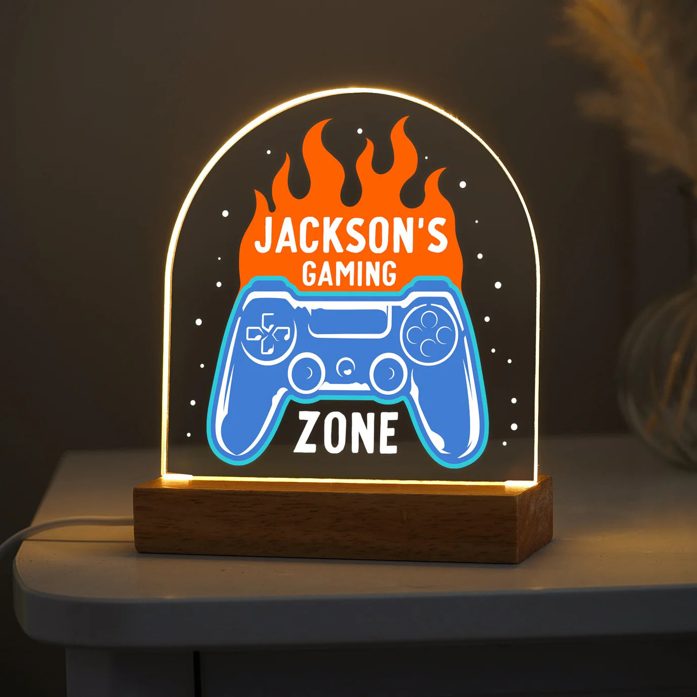 Gaming Zone - Personalised Gamer LED Night Light - Custom Kids Gaming Lamp | 2 Designs! Baby Stork Night Light