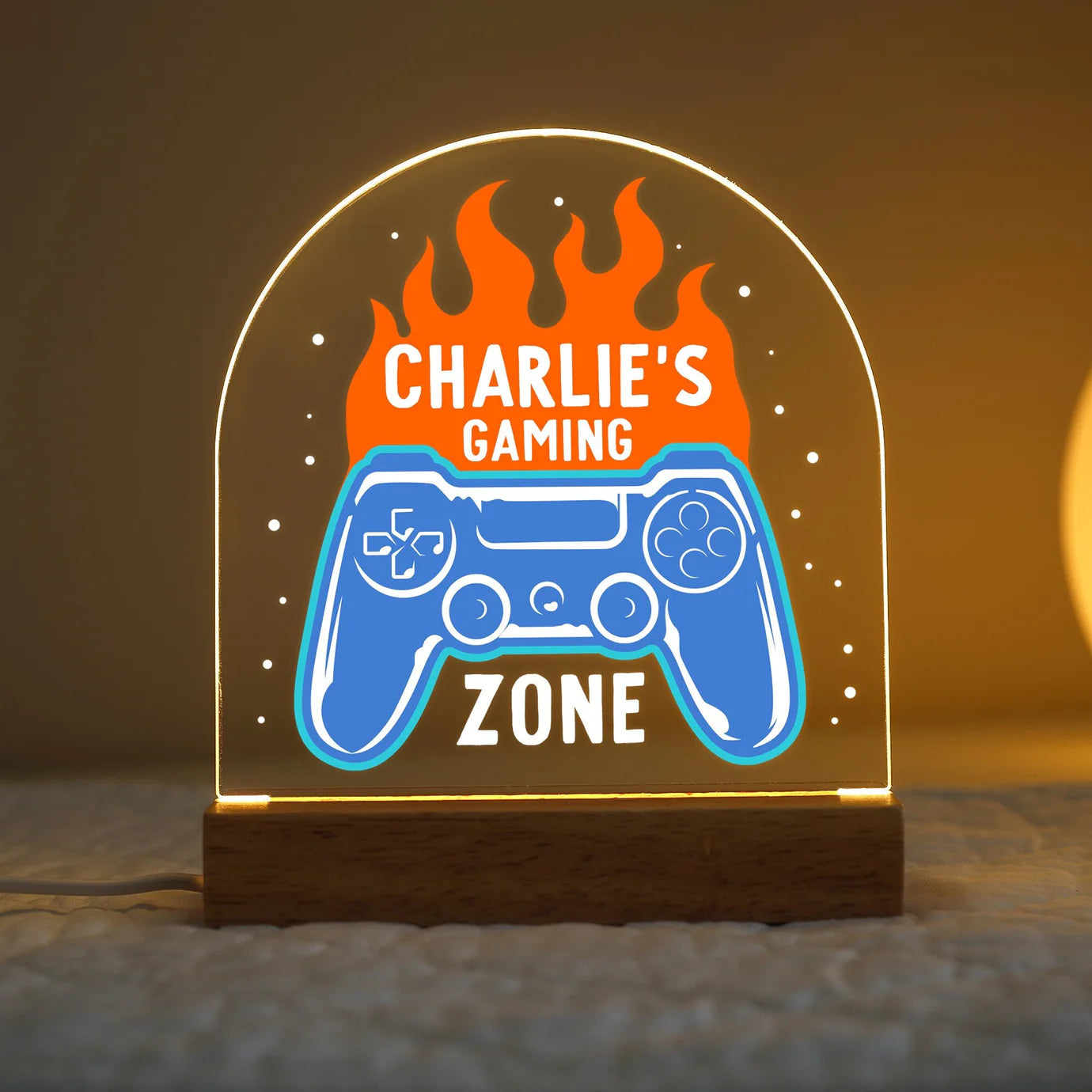 - Personalised Gamer LED Night Light - Custom Kids Gaming Lamp | 2 Designs! Baby Stork Night Light