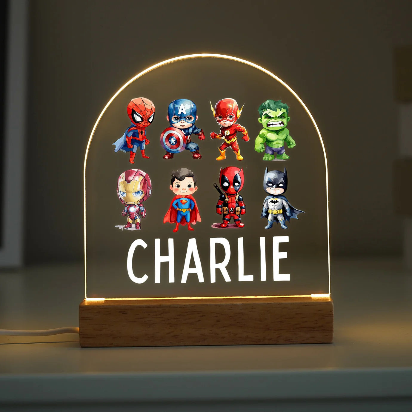 - Personalised LED Superhero Night Light - Kids Hero Lamp | Perfect Gift Baby Stork Night Light