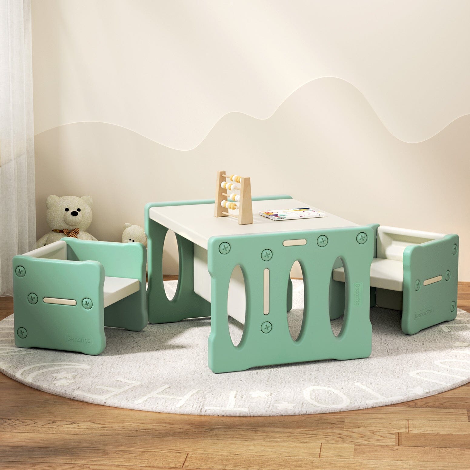 - 3PCS Kids Table and Chairs Set | Mint Green Keezi Baby & Kids > Kid's Furniture