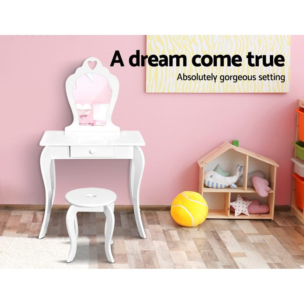 Princess Dreams Vanity Set | Kids Dressing Table with Mirror & Stool Baby Stork Princess Dreams Vanity Set | Kids Dressing Table with Mirror & Stool Baby Stork