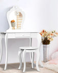 - Princess Dreams Kids Vanity Set with Heart-Shaped Mirror and Stool Keezi Baby & Kids > Kid's Furniture