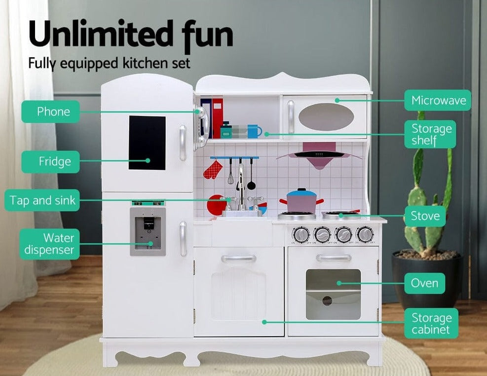 - White Gourmet Paradise: Wooden Kitchen Play Set for Budding Chefs Keezi Baby & Kids > Kid's Furniture