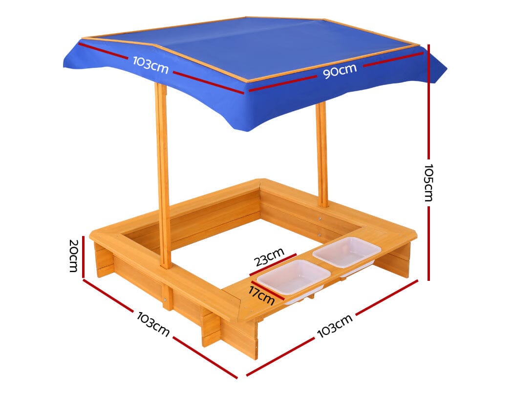 - Splash & Dig Sandbox: Wooden Sandpit with UV Canopy & Water Basins Keezi Baby & Kids > Toys