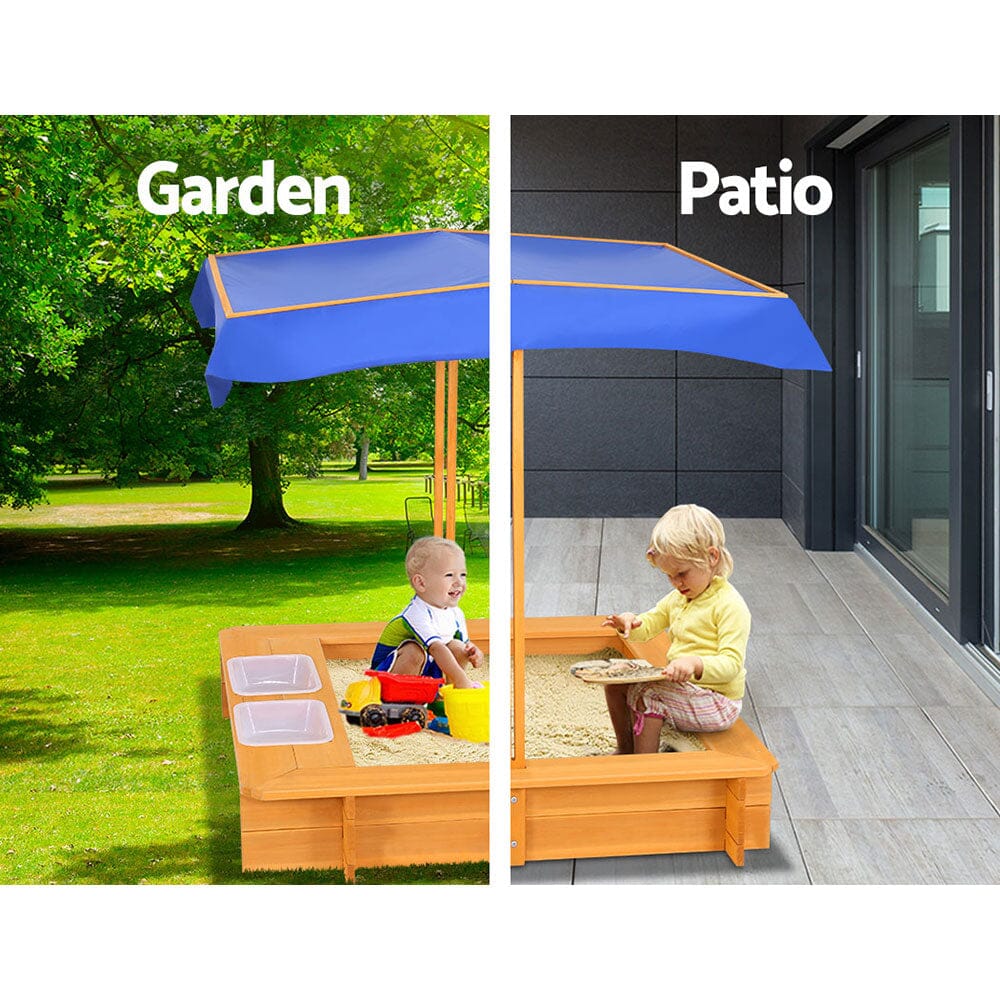 - Splash & Dig Sandbox: Wooden Sandpit with UV Canopy & Water Basins Keezi Baby & Kids > Toys