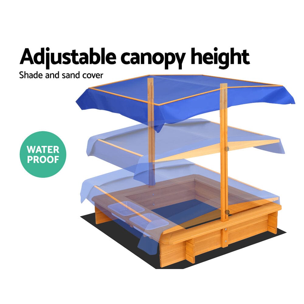 - Splash & Dig Sandbox: Wooden Sandpit with UV Canopy & Water Basins Keezi Baby & Kids > Toys