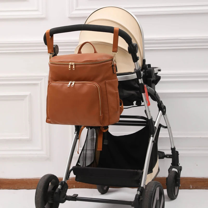 - Luxury Vegan Leather Diaper Bag - Multifunctional and Stylish Baby Stork Diaper Wet Bags