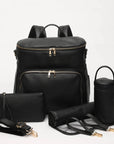 Black - Luxury Vegan Leather Diaper Bag - Multifunctional and Stylish Baby Stork Diaper Wet Bags