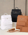 - Luxury Vegan Leather Diaper Bag - Quilted Design with large capacity and accessories. Baby Stork Diaper Wet Bags