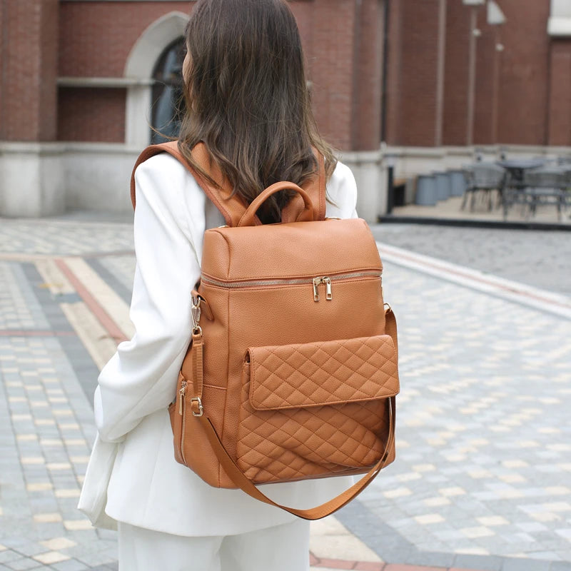 - Luxury Vegan Leather Diaper Bag - Quilted Design with large capacity and accessories. Baby Stork Diaper Wet Bags