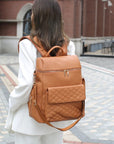 - Luxury Vegan Leather Diaper Bag - Quilted Design with large capacity and accessories. Baby Stork Diaper Wet Bags