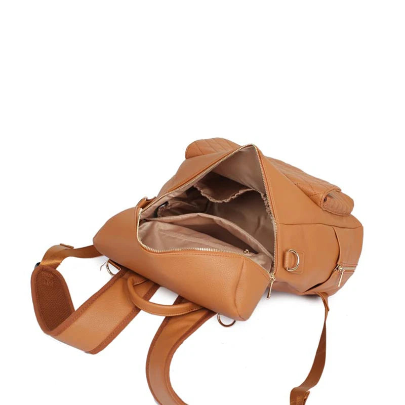 - Luxury Vegan Leather Diaper Bag - Quilted Design with large capacity and accessories. Baby Stork Diaper Wet Bags