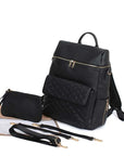 Black - Luxury Vegan Leather Diaper Bag - Quilted Design with large capacity and accessories. Baby Stork Diaper Wet Bags