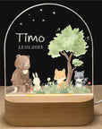 Personalised Acrylic LED Night Light - Forrest Friends Under the Stars Baby Stork