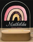 - Personalised Acrylic LED Night Light - Pink Rainbow Baby Stork Night Light