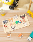 - Personalised Wooden Name Puzzle – Forest Animal Theme Baby Stork Puzzles