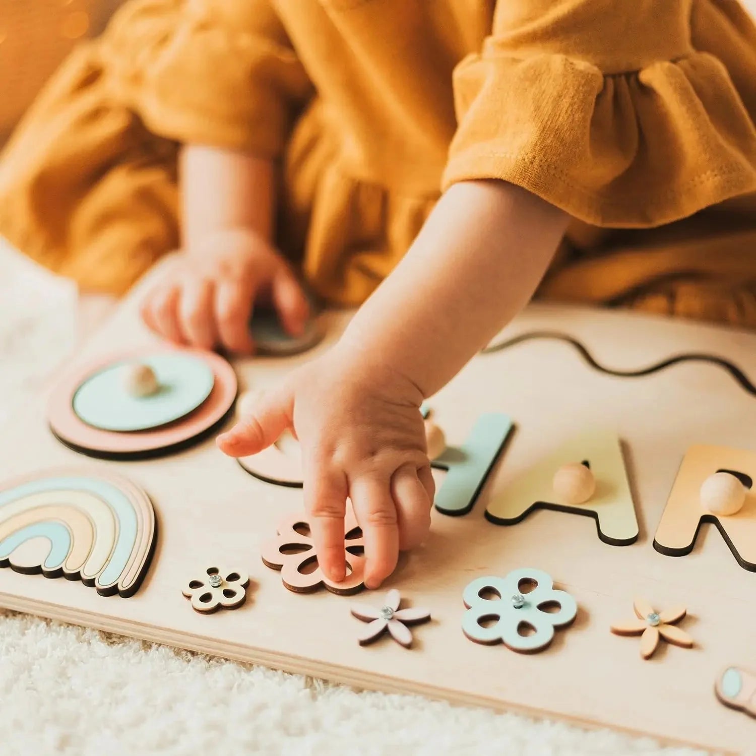 - Custom Personalised Name Puzzle - Educational Wooden Toy Baby Stork Puzzles