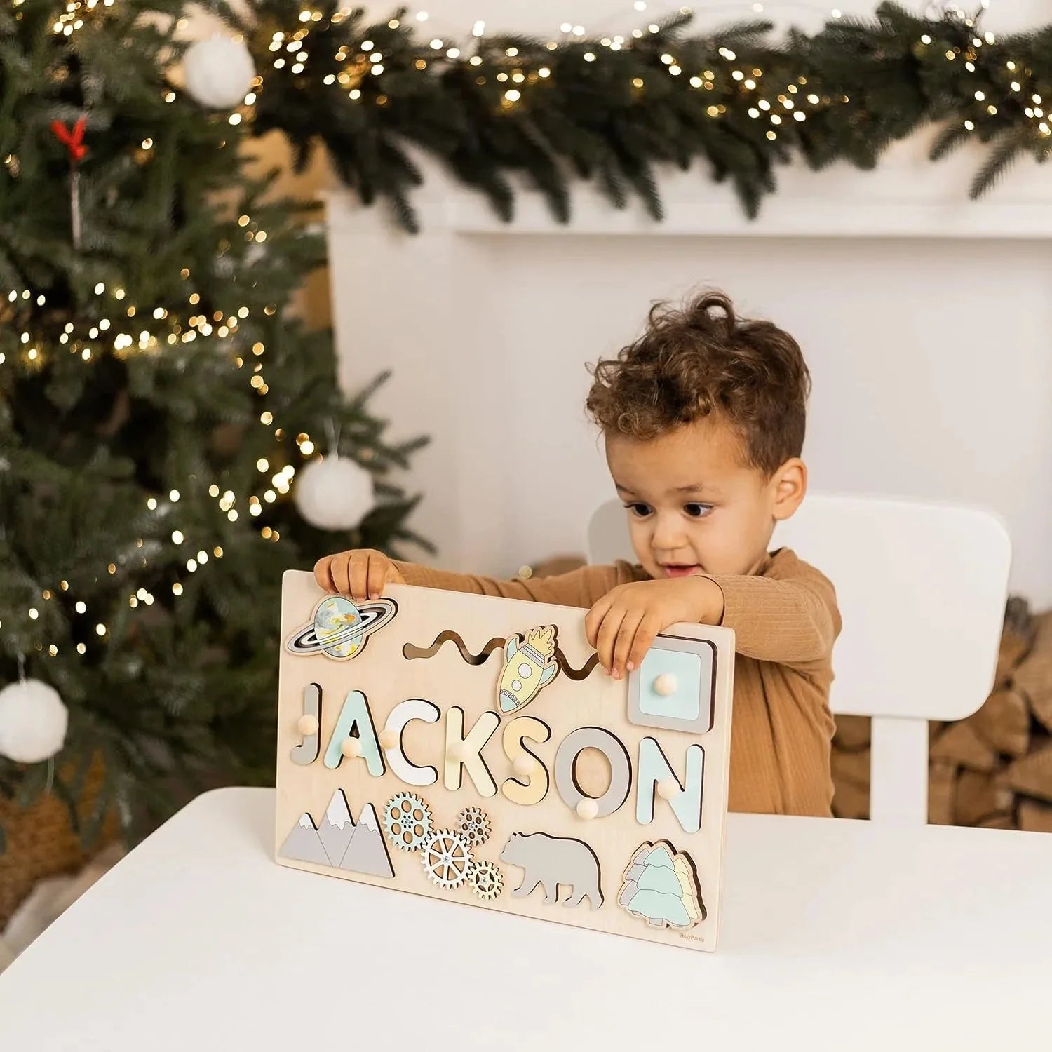 - Custom Personalised Name Puzzle - Educational Wooden Toy Baby Stork Puzzles