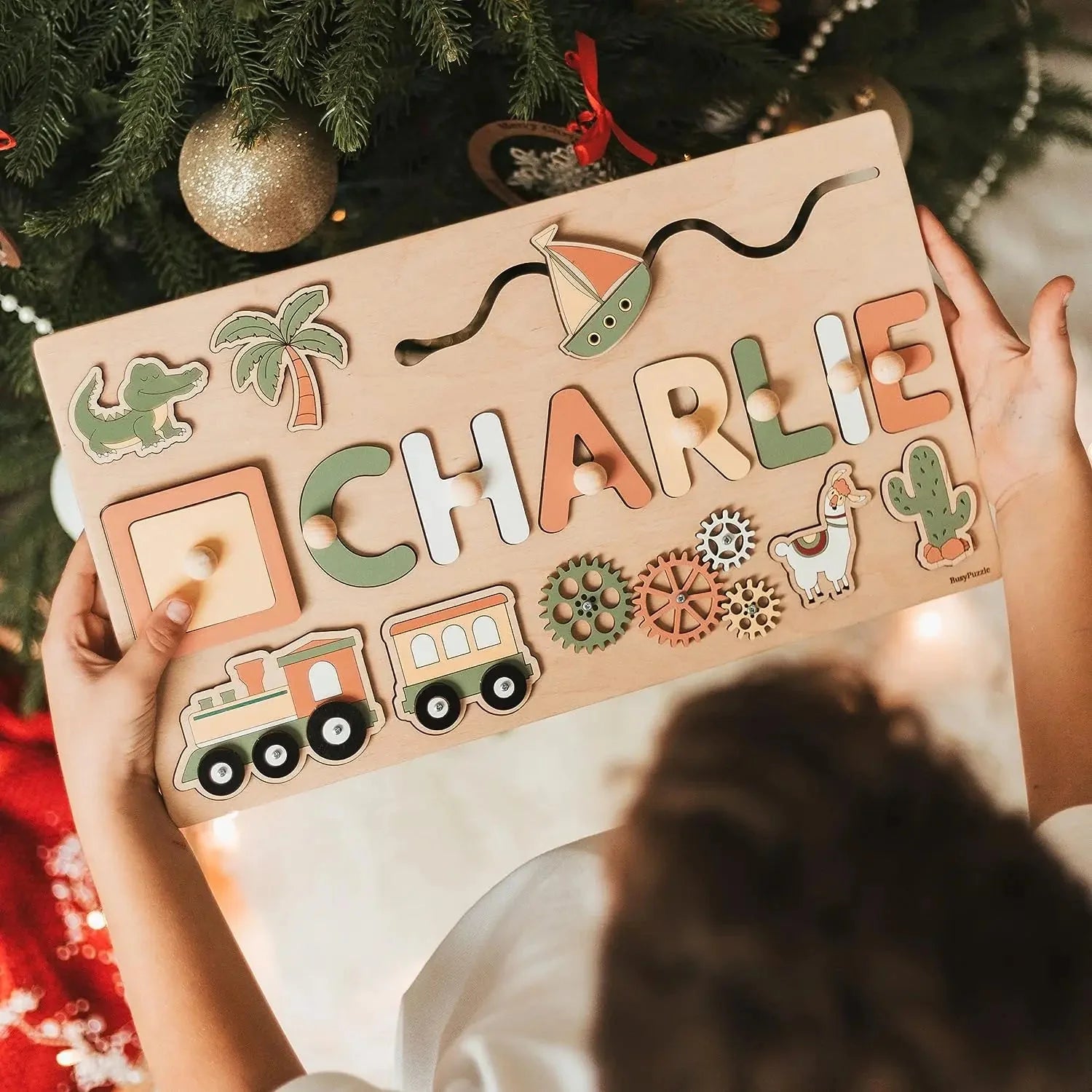 - Custom Personalised Name Puzzle - Educational Wooden Toy Baby Stork Puzzles