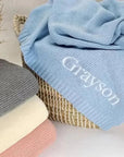 - Personalised Soft Knit Blanket Baby Stork Swaddling & Receiving Blankets