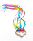 - Rainbow Ribbon Ring Sensory Toy - Natural Wooden Teether for Babies Baby Stork