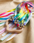 - Rainbow Ribbon Ring Sensory Toy - Natural Wooden Teether for Babies Baby Stork