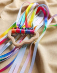 - Rainbow Ribbon Ring Sensory Toy - Natural Wooden Teether for Babies Baby Stork