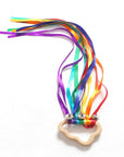 - Rainbow Ribbon Ring Sensory Toy - Natural Wooden Teether for Babies Baby Stork