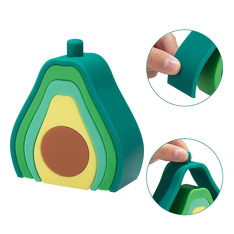 - Silicone Avocado Stacker - Educational Montessori Toy Storkke Sorting & Stacking Toys