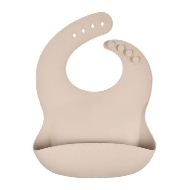 Almond Ivory - Silicone Catch-All Bib – BPA-Free Adjustable Baby Feeding Bib | Baby Stork Storkke Bibs