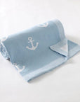 Light Blue - Soft Knit Anchor Blanket Storkke Swaddling & Receiving Blankets