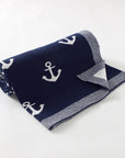 Navy - Soft Knit Anchor Blanket Storkke Swaddling & Receiving Blankets