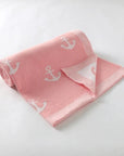 Pink - Soft Knit Anchor Blanket Storkke Swaddling & Receiving Blankets