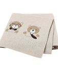 Caramel - Two Bears - Soft Knit Bear Blanket Baby Stork Swaddling & Receiving Blankets