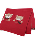 Red - Two Bears - Soft Knit Bear Blanket Baby Stork Swaddling & Receiving Blankets
