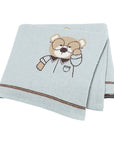 Light Blue - Soft Knit Bear Blanket Baby Stork Swaddling & Receiving Blankets
